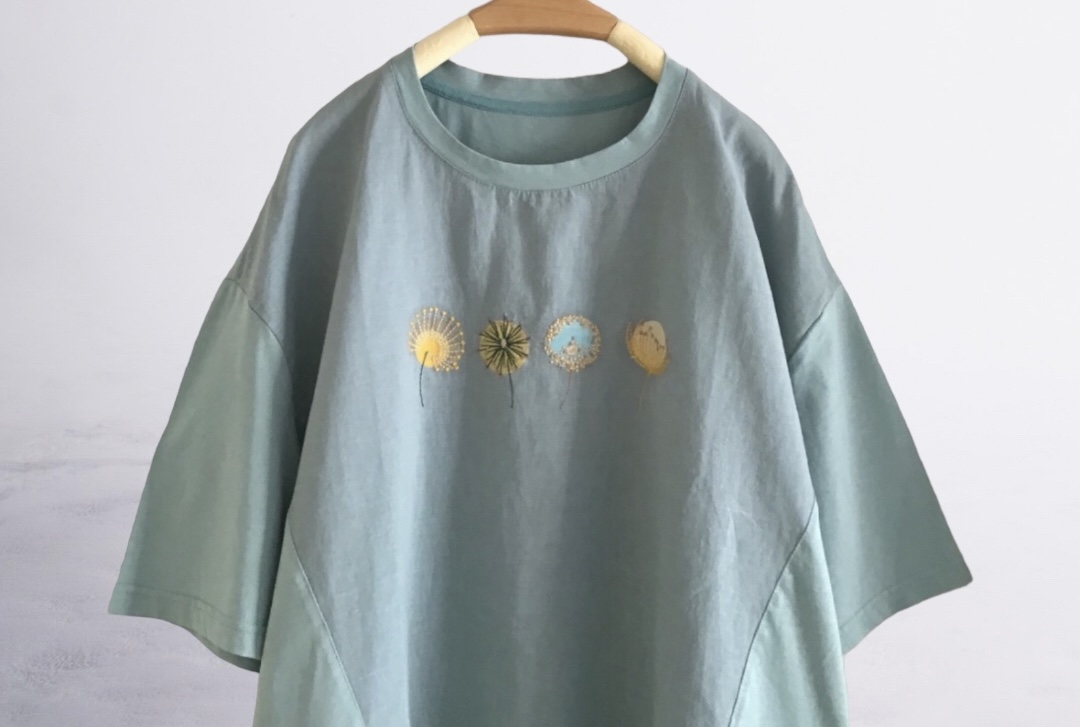 เสื้อผ้าลินินลายปักต่อลายผ้ายืด