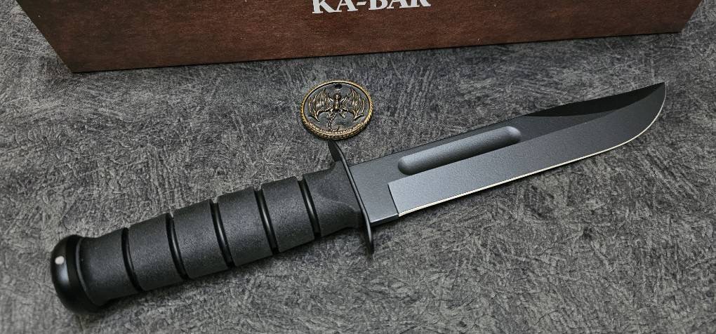 Ka-Bar Bowie Full-Size Knife Black GFN Sheath (7" Black)