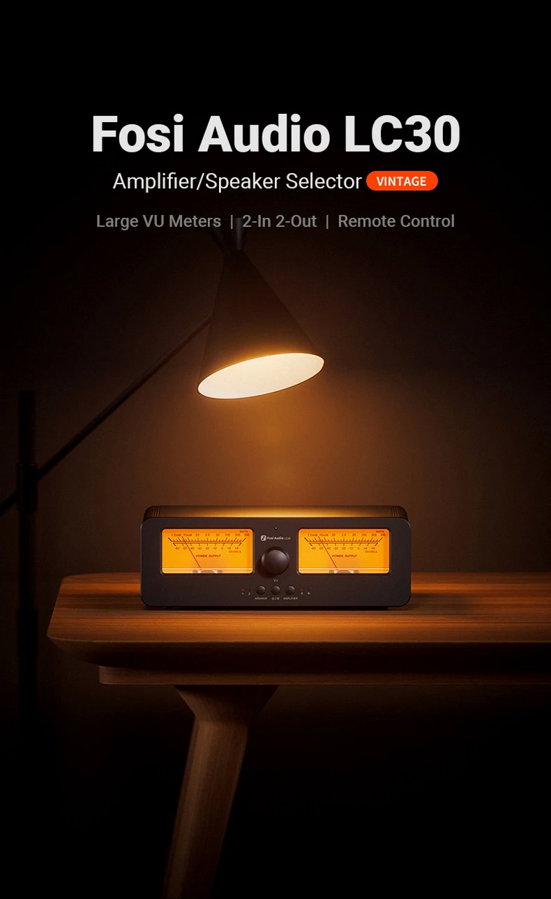 Fosi Audio LC30 ตัวสลับ ลำโพง เครื่องขยายเสียง พร้อมจอแสดงผล VU meters รีโมทควบคุมระยะไกล