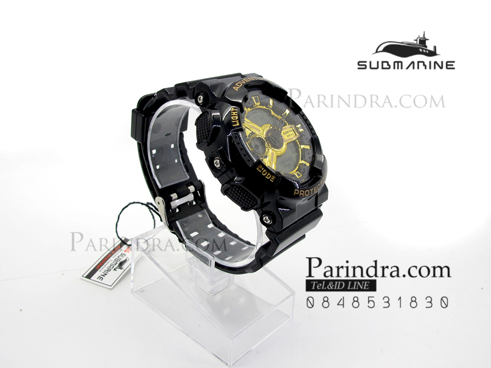 นาฬิกา US submarine Adventure Protector รุ่น TP3163M สีดำ-ทอง พื้นหลังเทา
