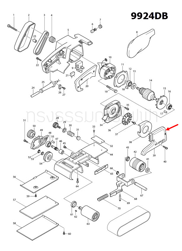ฝาครอบกันฝุ่น เครื่องขัดกระดาษทราย Makita 9924DB [#39] Pn.312809-1 (แท้) ##