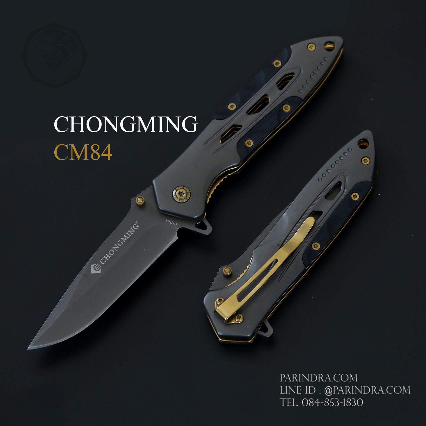 มีดพับ CHONGMING รุ่น CM84 สีเทาตัดทอง