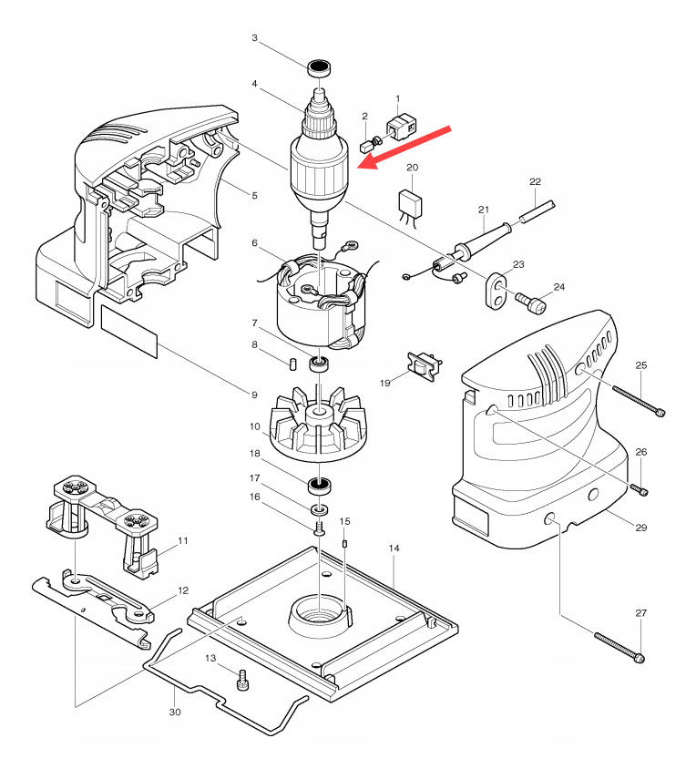 ทุ่น เครื่องขัดกระดาษทรายสั่น Makita มากีต้า BO4510 (แท้) ##(**)