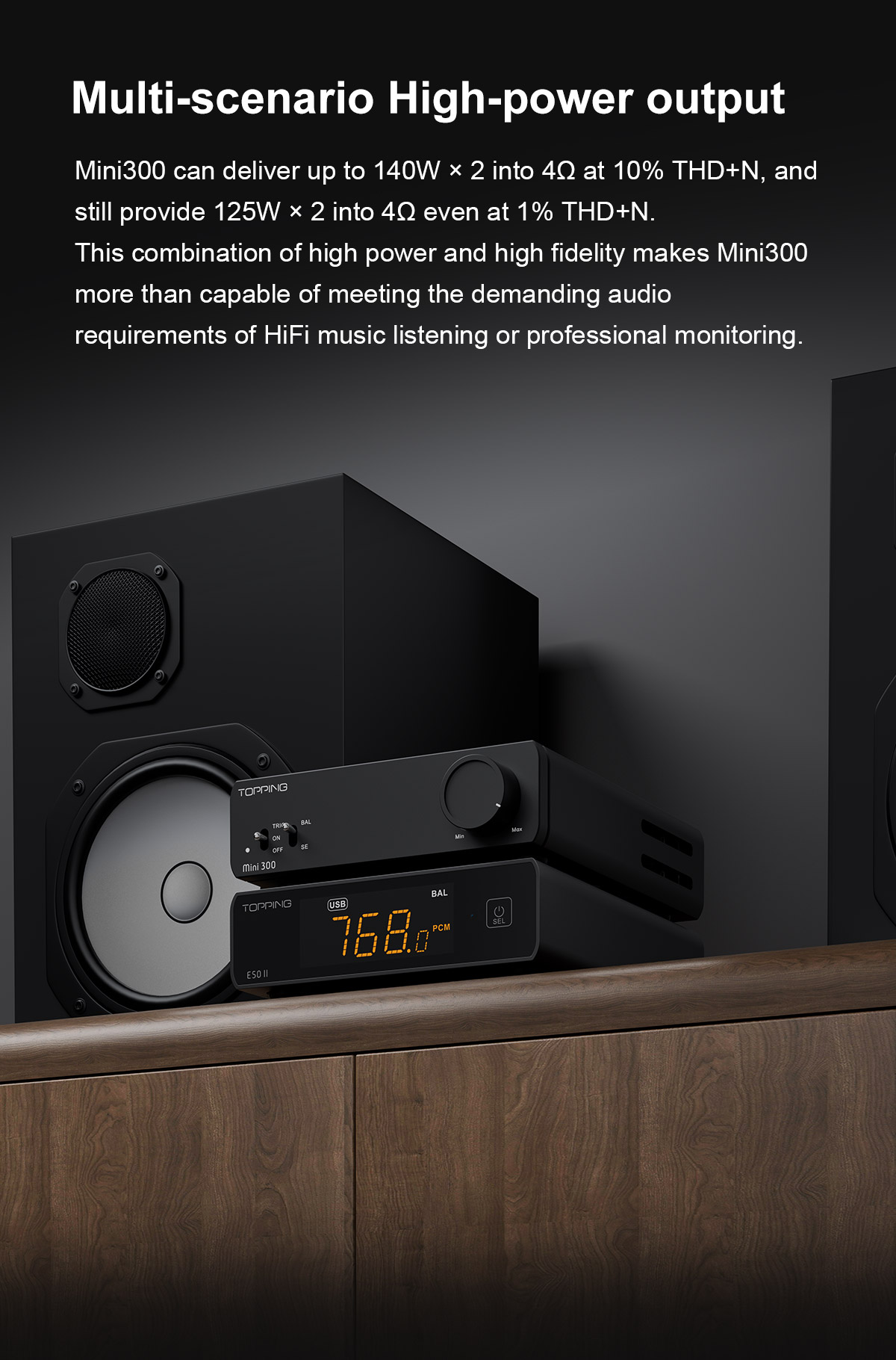 Topping Mini 300 แอมป์ตั้งโต๊ะ ClassD แบบ Fully Balanced รองรับ Hi-Res ประกันศูนย์ไทย