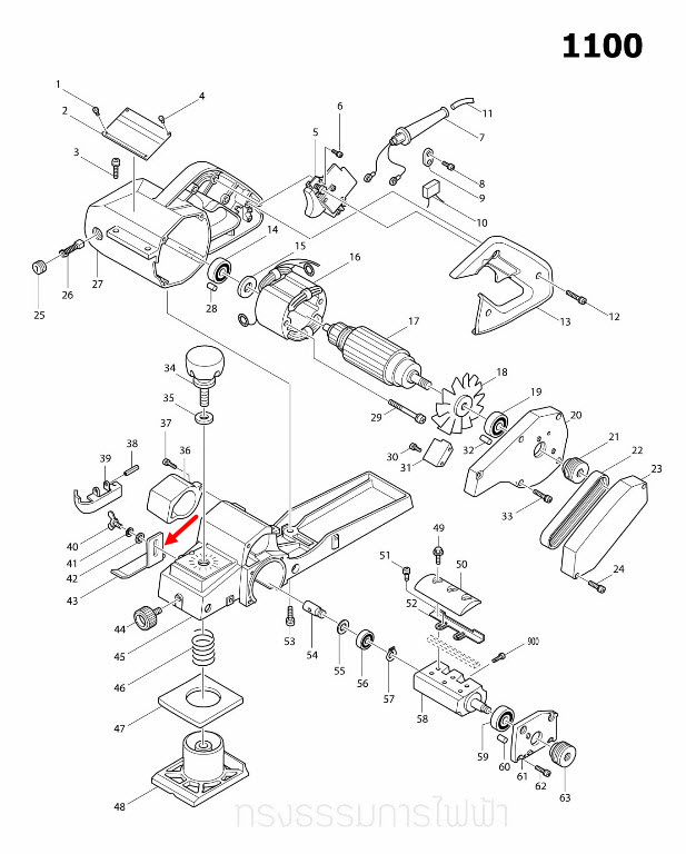 เหล็กตั้งระดับ กบไสไม้ไฟฟ้า Makita มากีต้า 1100 [#43] Pn.342001-5 (แท้) ##