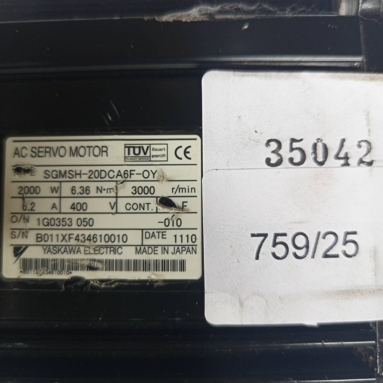 SGMSH-20DCA6F-OY SERVO MOTOR " YASKAWA "