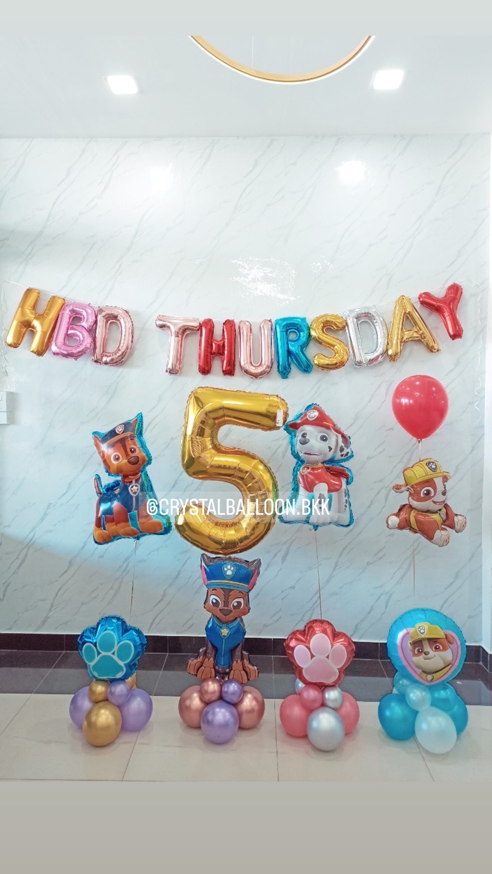 ลูกโป่ง วันเกิดเด็ก Theme Paw Patrol และ ผองเพื่อน พร้อมตกแต่ง ฟอยล์ตัวอักษร ขนาด 16" 11 ตัวอักษร,ฟอยล์ตั้งฐาน 4 ชิ้น สามารถเปลี่ยนสีลูกโป่ง/เปลี่ยนสี-ฟอยล์ตัวเลข-ฟอยล์ตัวอักษร/เปลี่ยนฟอยล์ตกแต่งได้