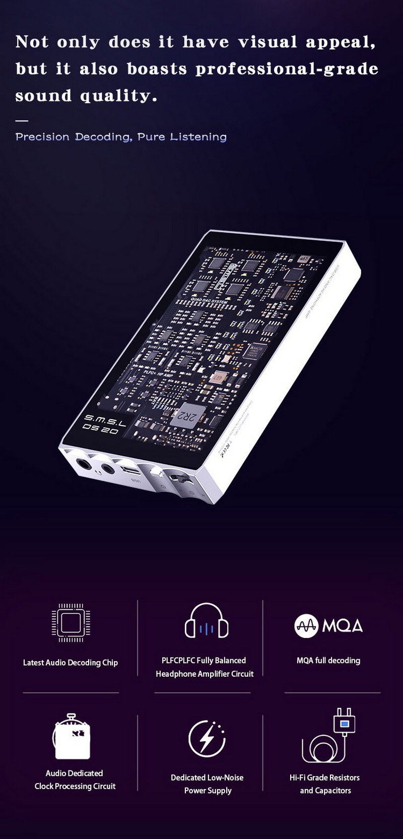 SMSL DS20 DAC/AMP พกพา ชิป CS43131 x4 รองรับ MQA, Hi-Res ประกันศูนย์ไทย