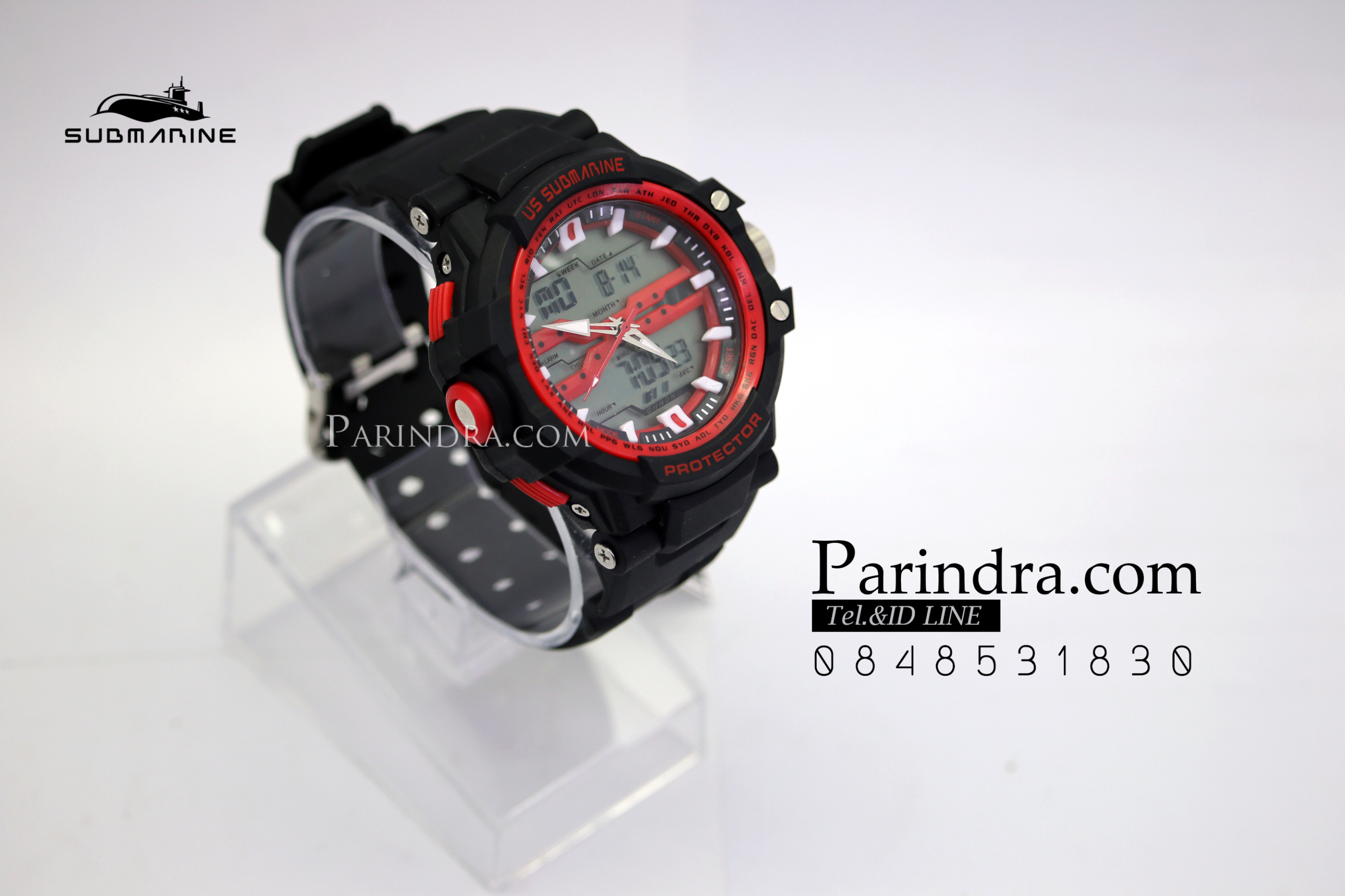 นาฬิกา US submarine Protector รุ่น TP3152M สีดำแดง พื้นหลังเทา