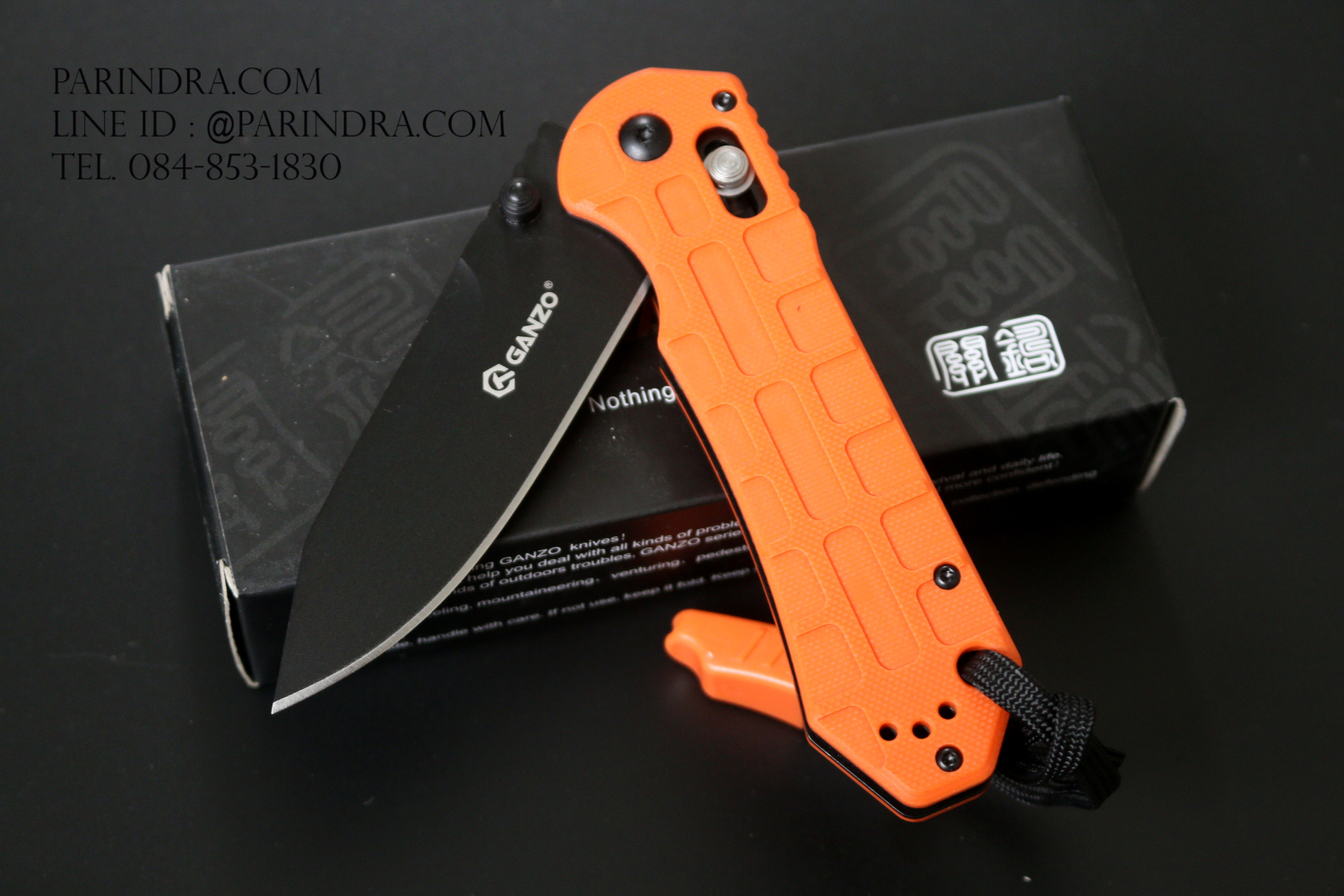 มีดพับ Ganzo กานโซ่ รุ่น Ganzo G7453P-OR-WS ใบดำด้ามเขียว ของแท้ 100%