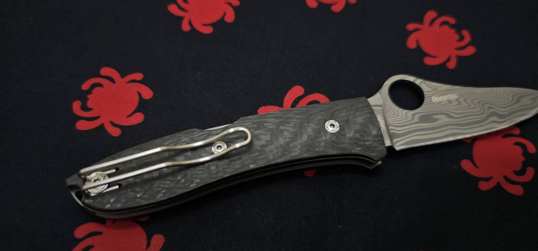 Spyderco Opera Lockback Knife Carbon Fiber (2.9" Damasteel)