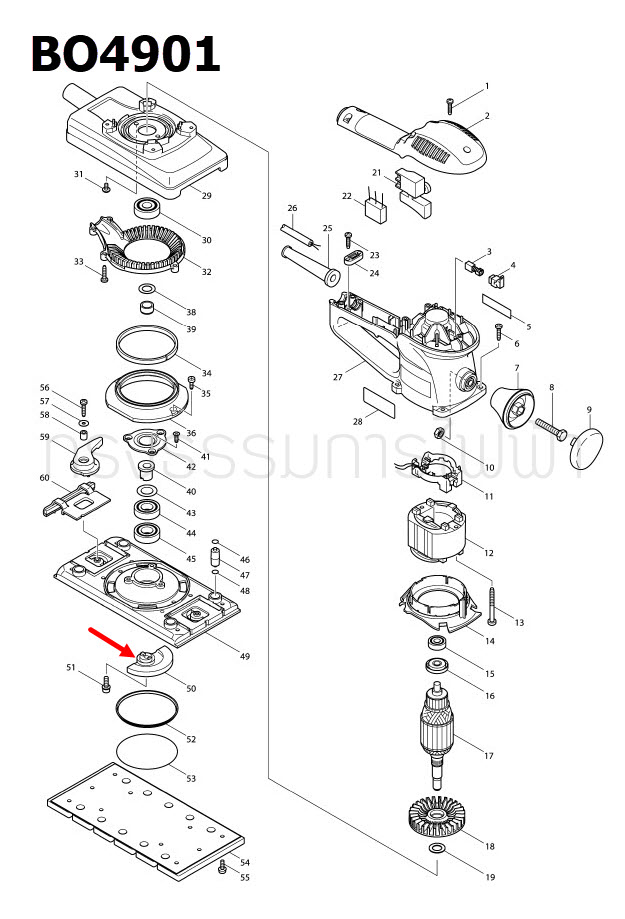BALANCER เครื่องขัดสายพาน Makita BO4901 [#50] Pn.317536-5 (แท้)##