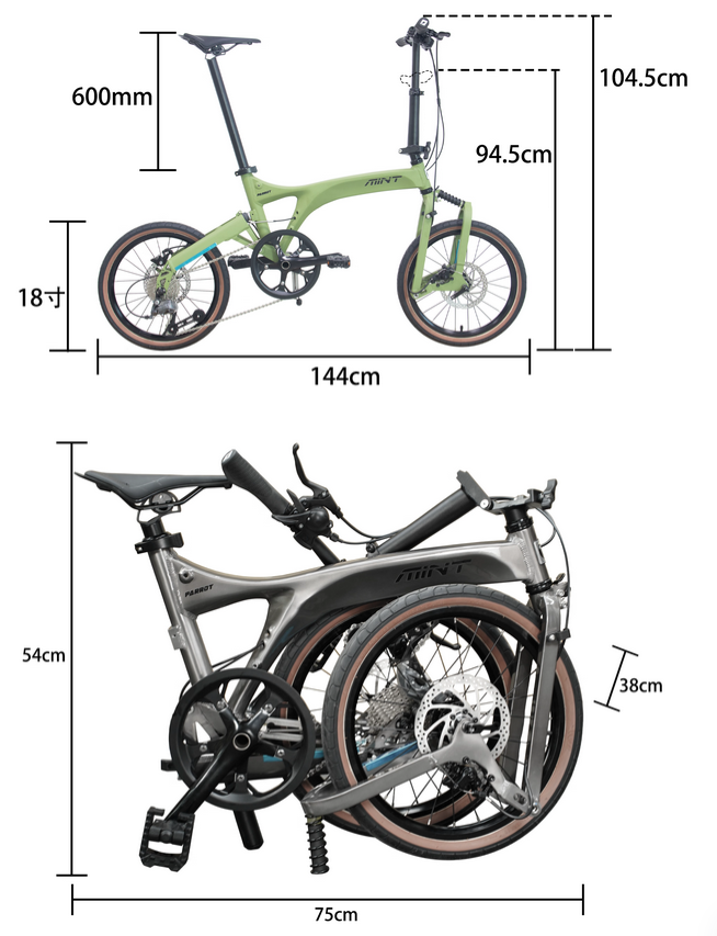 MINT PARROT จักรยานพับได้ 18 นิ้ว 9 สปีด ดิสก์เบรก | น้ำหนักเบา 11.8 กก.