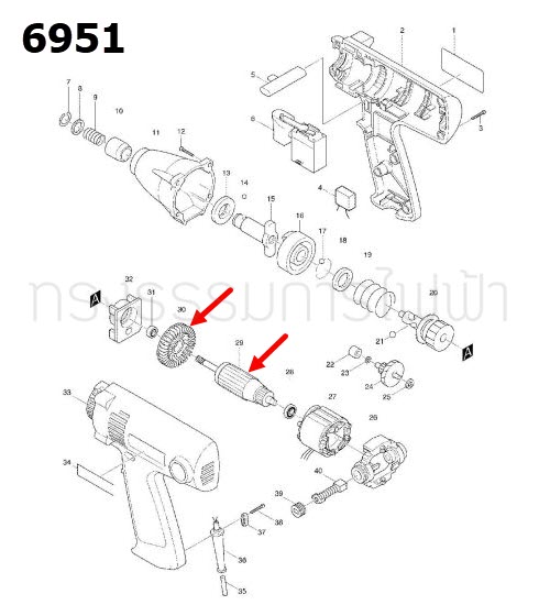 ทุ่น ไขควงไฟฟ้า Makita มากีต้า 6951 (แท้) ##