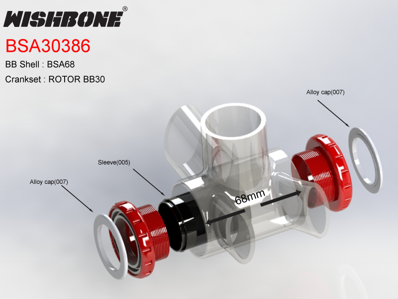 กะโหลก WISHBONE BB386 Ceramic | Shimano HT2 / SRAM DUB / Praxis M30 | เฟรมมาตรฐาน 46x86.5mm | น้ำหนักเบา 121–130 กรัม | รับประกัน 2 ปี