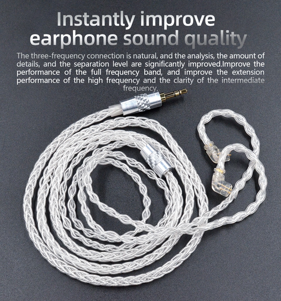 ขาย KZ NEO Silver สายอัพเกรดหูฟัง ทองแดง OFC ชุบเงิน สำหรับหูฟัง KZ ขั้วพินC