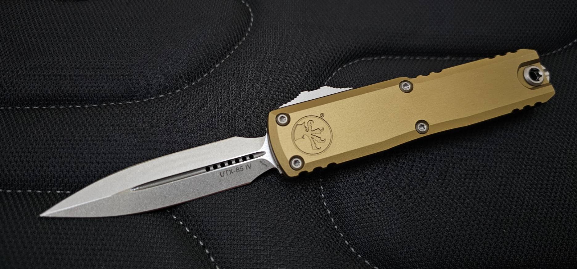 Microtech UTX-85 Gen IV w/ Tan Handle & Stonewash D/E M390MK