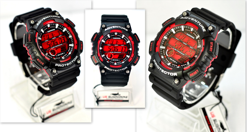 นาฬิกา US submarine สีแดง TP1318M ผิวด้าน พื้นหน้าปัดแดง