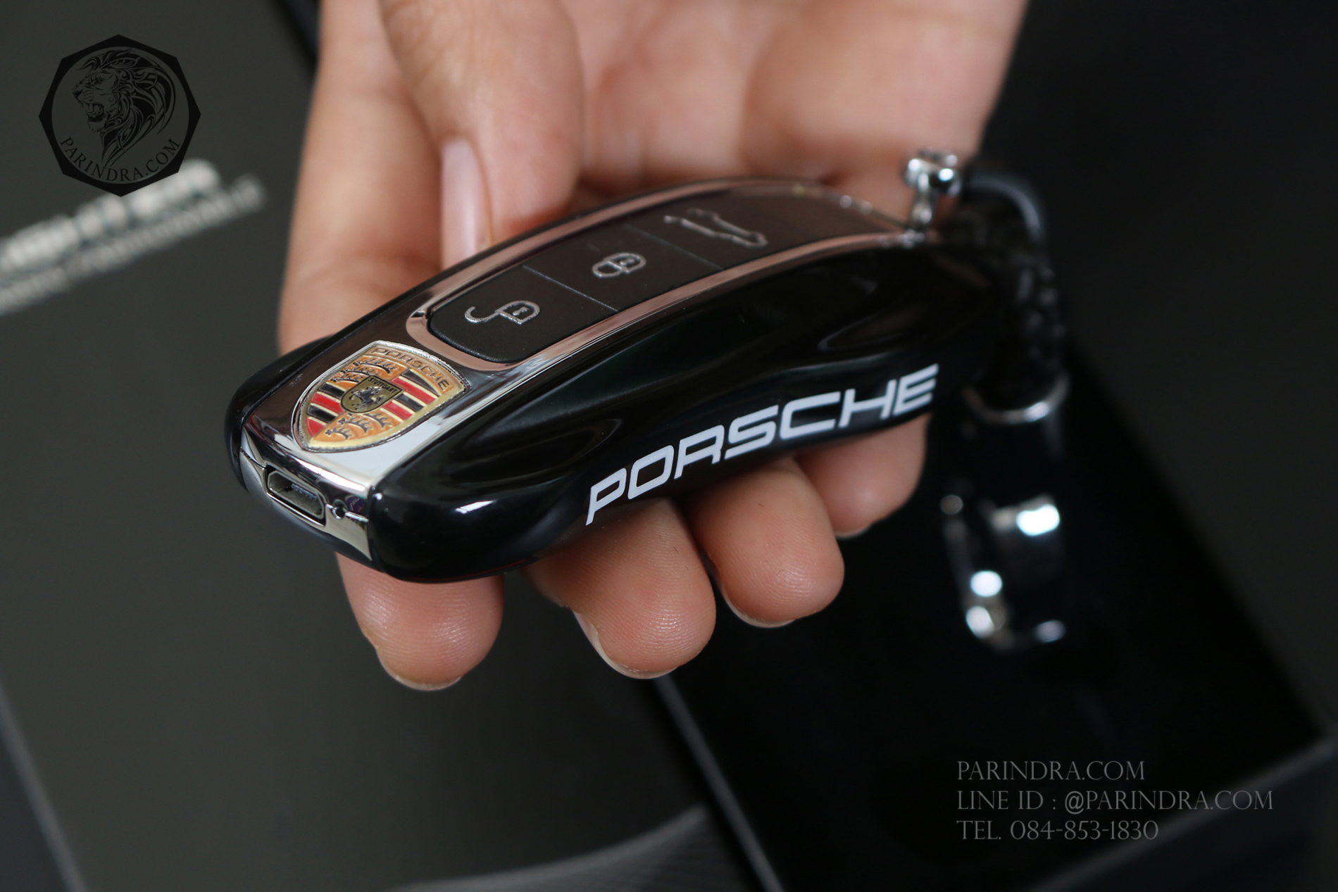 ไฟแช็คพวงกุญแจ USB PORSCHE สีดำ สวยหรู ชาร์จไฟได้