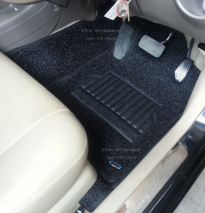 พรมปูพื้นรถยนต์ Toyota Avanza 2008 ไวนิลสีดำขอบดำ