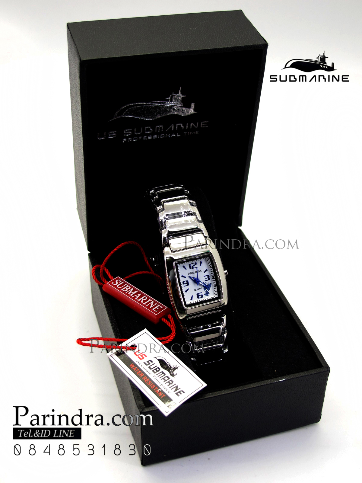 นาฬิกา U.S. submarine รุ่น J042L หน้าปัดขาว ลายผีเสื้อฟ้า