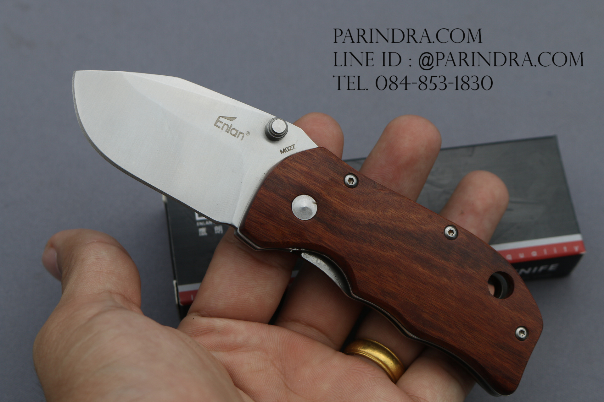 มีดพับ Enlan M027 ด้ามไม้ ใบมีดหนาๆ (ของแท้100%)