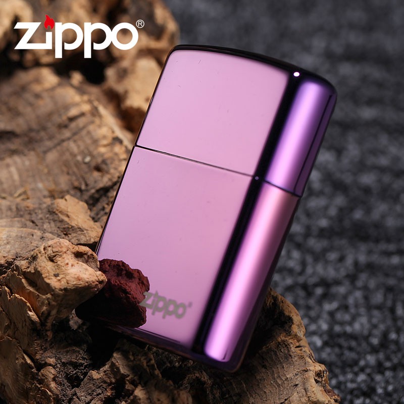 ไฟแช็ค Zippo 24747ZL แท้ สีม่วงเข้มผิวมัน " Zippo Logo Purple Abyss " แท้นำเข้า 100%