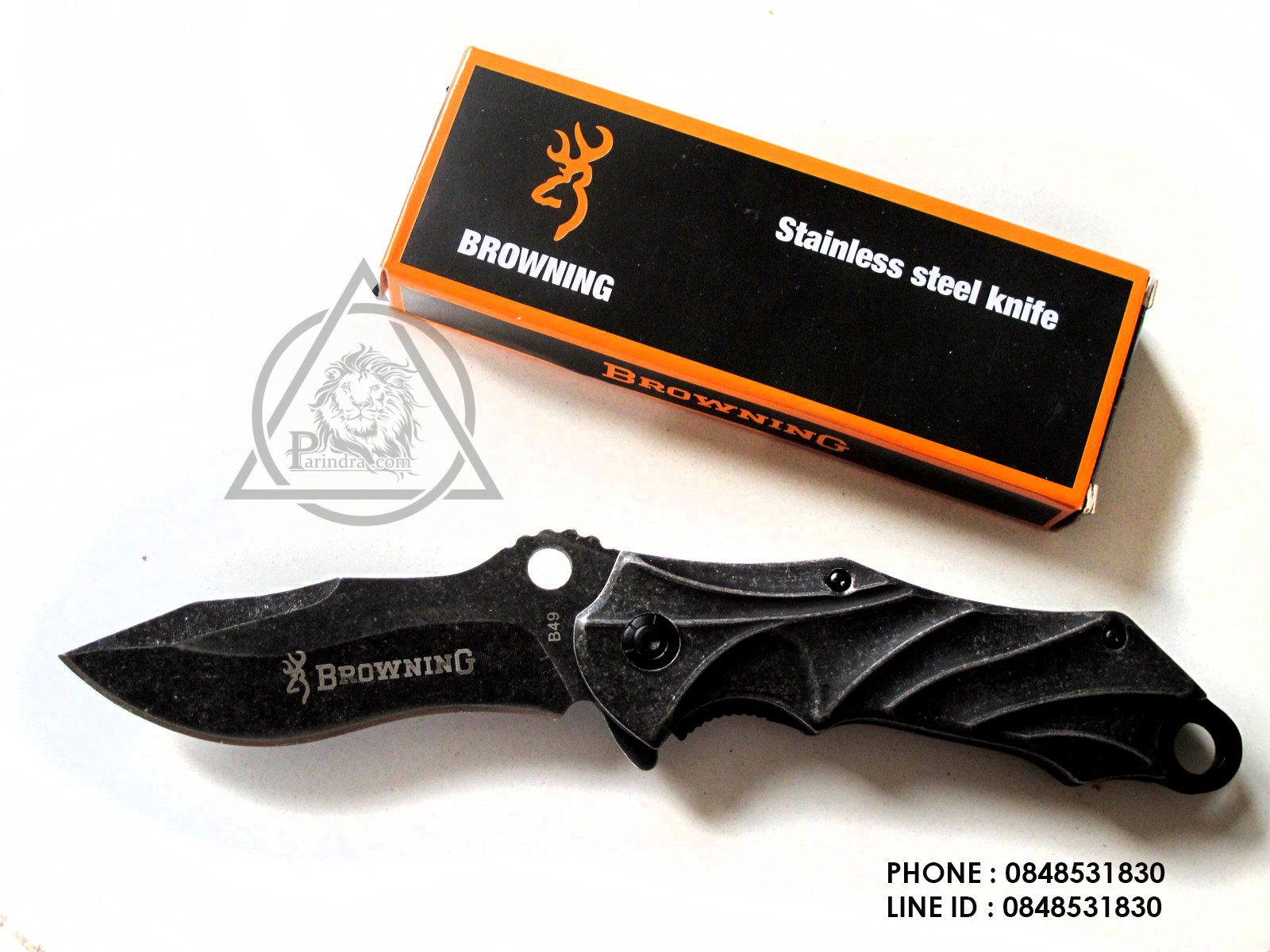 มีดพับสำหรับพกพาขนาดกลาง Browning ด้ามเหล็ก รุ่น B49 (OEM)