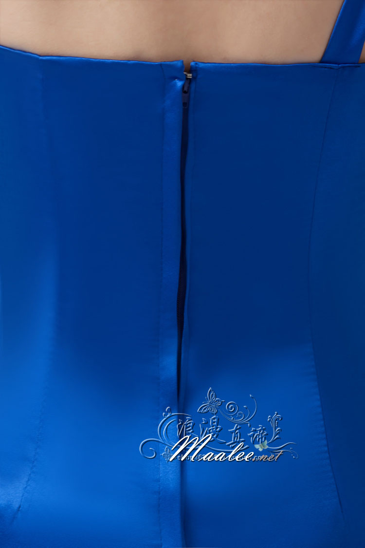 พร้อมเช่า ชุดราตรีสั้น เกาะอก ไหล่เดียว สีครีม Champagne ผ้าซาตินเข้ารูป ปักเลื่อมสวยหรู