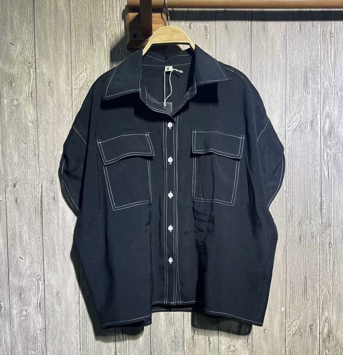 เสื้อผ้าฝ้ายtencel แต่งกระเป๋า 9am
