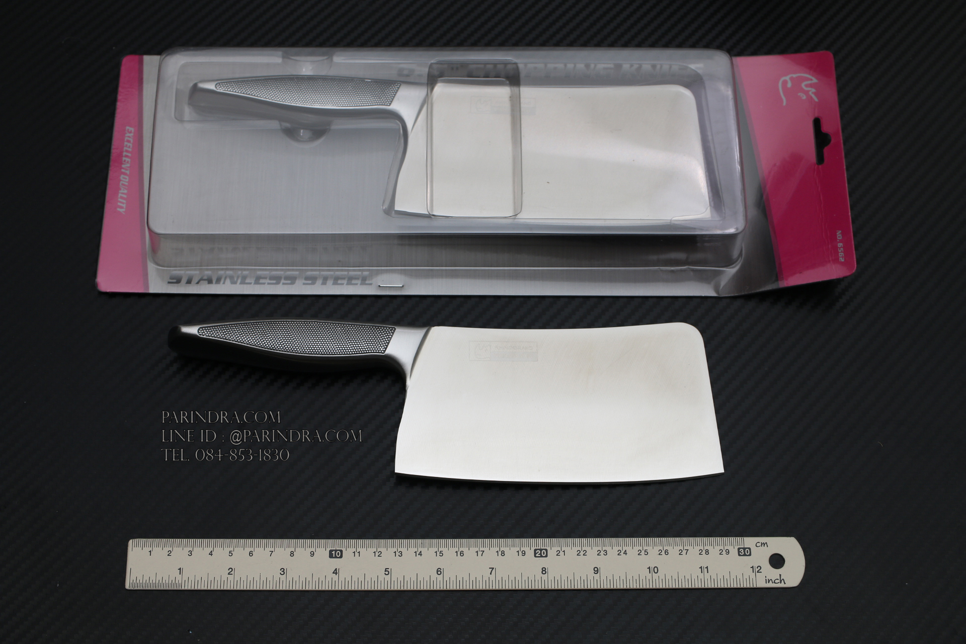 มีดอีโต้ทำครัว Rhino Brand Knife No.6562 ด้ามแสตนเลส ขนาดใบ 6.5 นิ้ว คมสุดๆ (ของแท้)