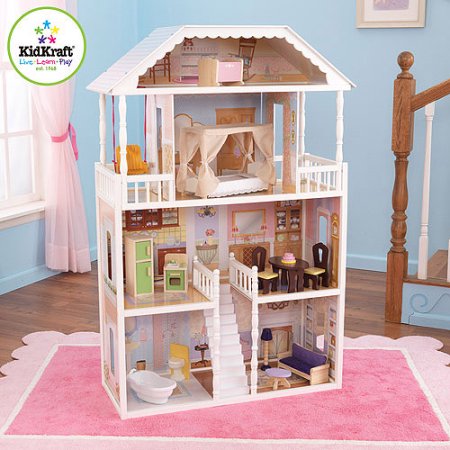 KidKraft Savannah Wooden Dollhouse With 13 Pieces of Furniture บ้านตุ๊กตาหลังใหญ่ สไตล์หรูคลาสสิค วัสดุเป็นไม้อัดทั้งหลัง นำเข้าจากอเมริกา