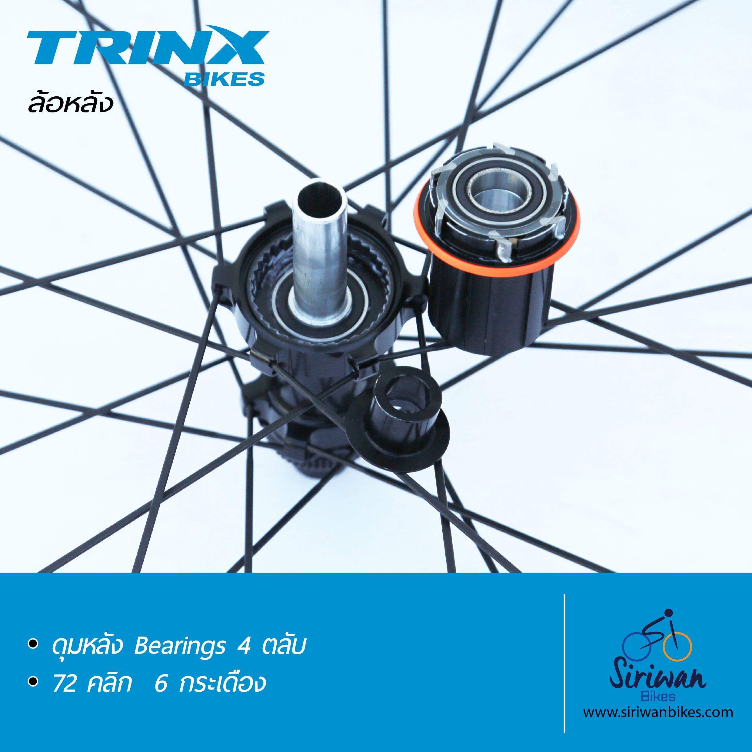 ชุดล้อคาร์บอนเสือหมอบ TRINX XERO BROR-908 Carbon Rim 35/35 ดุมเบรคแบบ Center Lock / 12mm QR