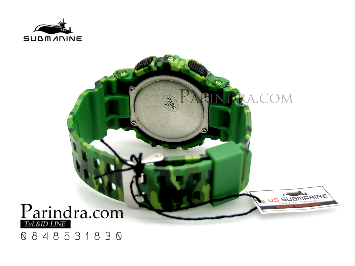 นาฬิกา US submarine รุ่น TP1340M (Military) สีลายพรางทหารสีเขียว หน้าปัดพื้นเขียว