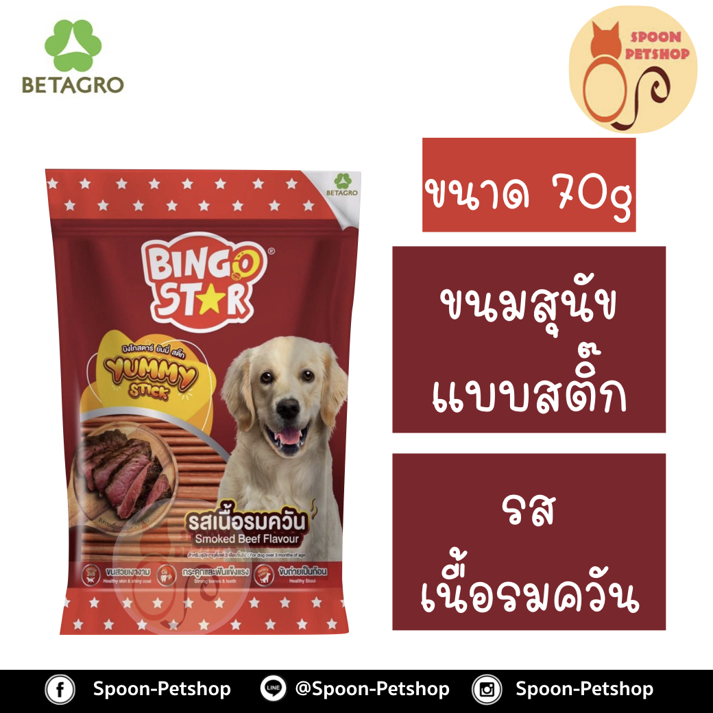 Bingo Star ขนมสุนัข บิงโก สตาร์ สติ๊ก รสเนื้อรมควัน 70g