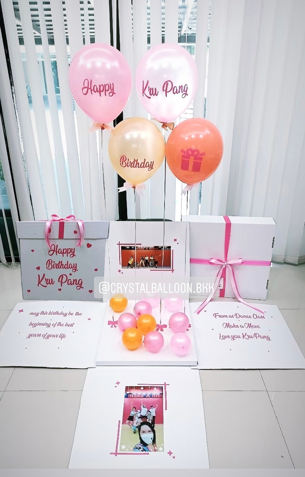 Happy Birthday Surprise Box กล่องเซอร์ไพรส์วันเกิด พร้อมตกแต่ง สามารถใส่รูปได้ 2 ใบ สามารถเปลี่ยนสีลูกโป่ง/เปลี่ยนข้อความได้