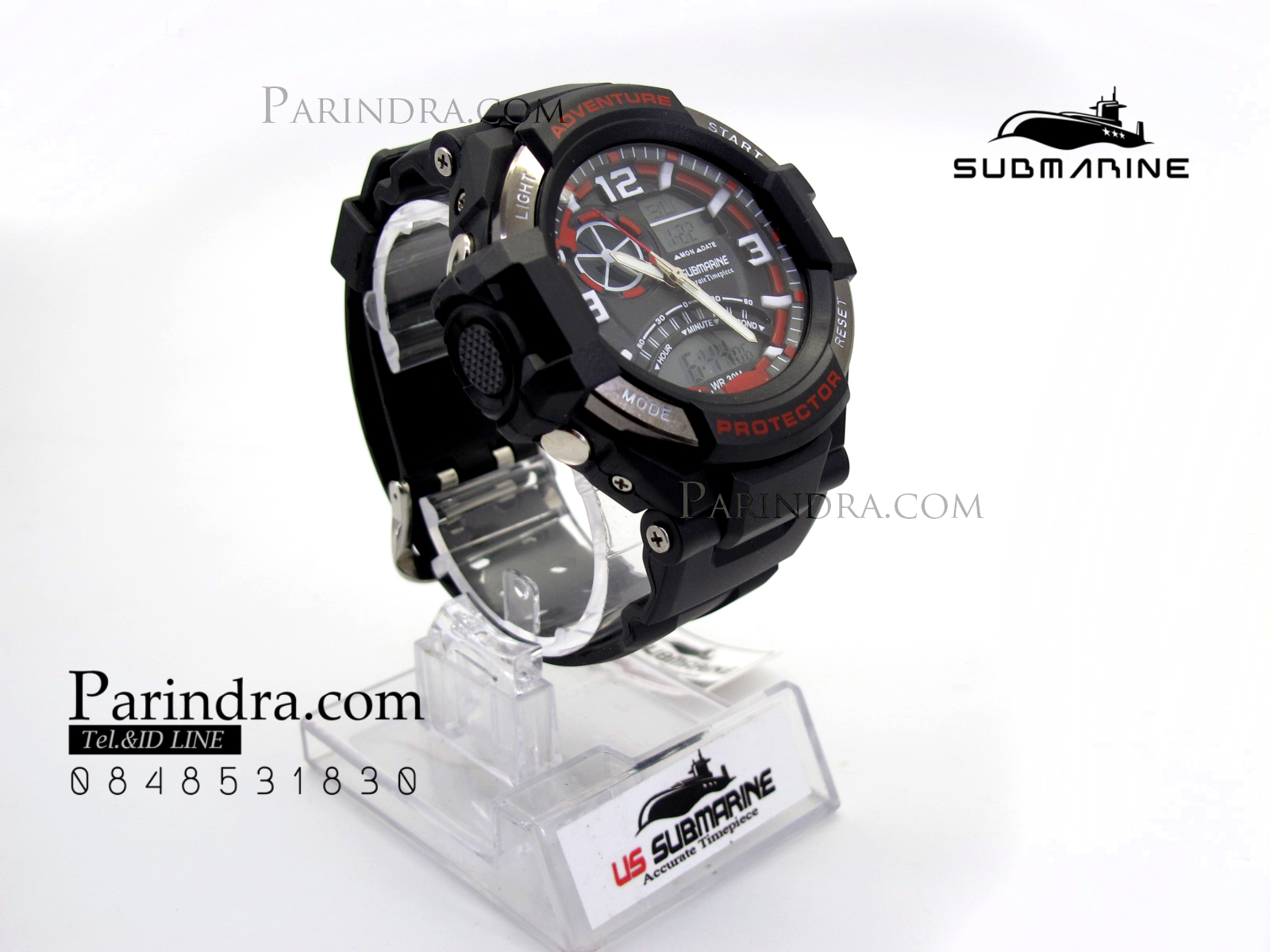 นาฬิกา US submarine Adventure Protector รุ่น TP3156M สีดำตัดแดง(พื้นเทา)