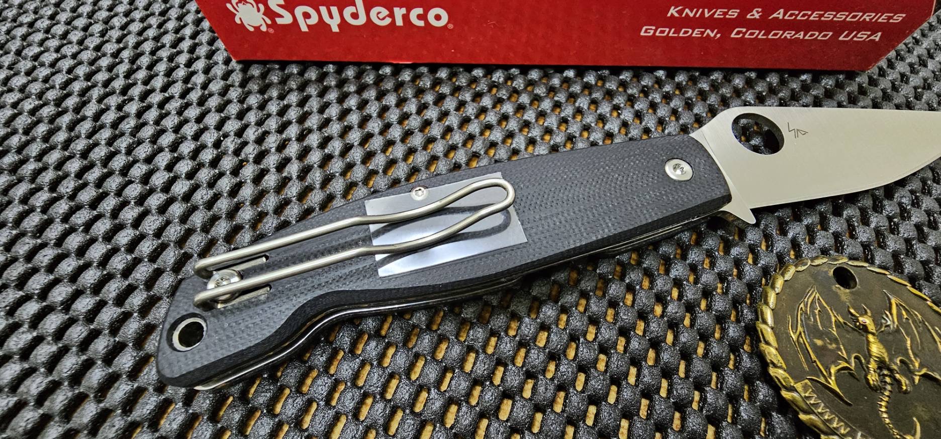 Spyderco Pattadese Liner Lock Knife Black G-10 (3.2" Satin M390) (Discontinued)