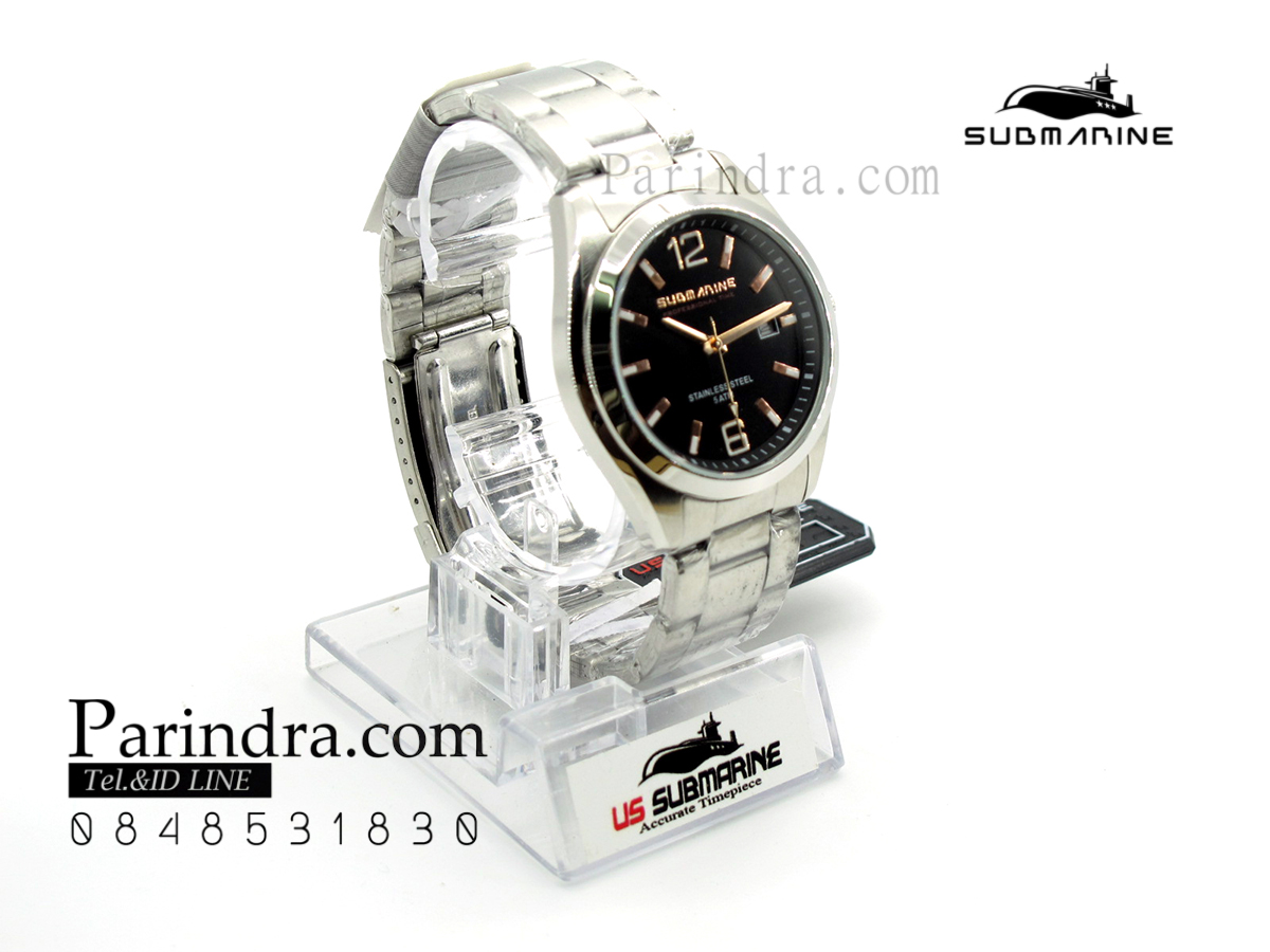 นาฬิกา US submarine รุ่น SUB039 แสตนเลสหน้าปัดสีดำ ของแท้100%