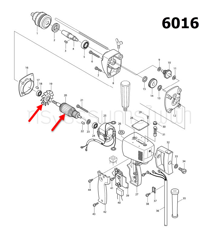 ทุ่น สว่าน Makita มากีต้า 6013, 6016 (แท้) ## (**)