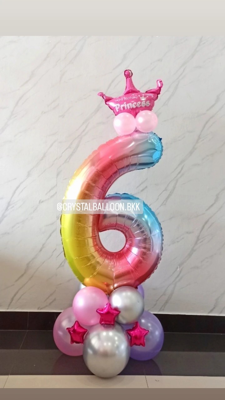 ลูกโป่ง วันเกิดเด็ก ฟอยล์ตัวเลข ขนาด 40" ตั้งฐาน 1 ชิ้น พร้อมตกแต่ง สามารถเปลี่ยนสีลูกโป่ง/เปลี่ยนสี-ฟอยล์ตัวเลข/เปลี่ยนฟอยล์ตกแต่งได้