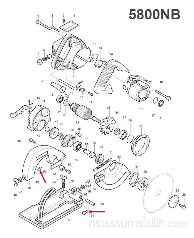 น๊อตล๊อคฐาน เลื่อยวงเดือน, เครื่องตัดคอนกรีต Makita 5800NB [#49, 54], N5900B [#59], 4100NH2 [#45] Pn.251919-8 (แท้) ##(*)