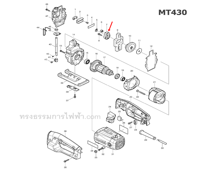 ข้อเหวี่ยง เลื่อยจิ๊กซอว์ Maktec, Makita MT430, M4302, M4302B [#7] Pn.158873-6 (แท้) #G8