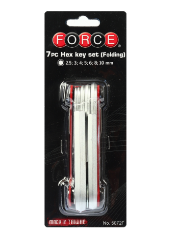 ชุดประแจ แอลหกเหลี่ยมพับได้ (7ชิ้น) ฟอร์ซ (FORCE) Pn.5072F ##(*)