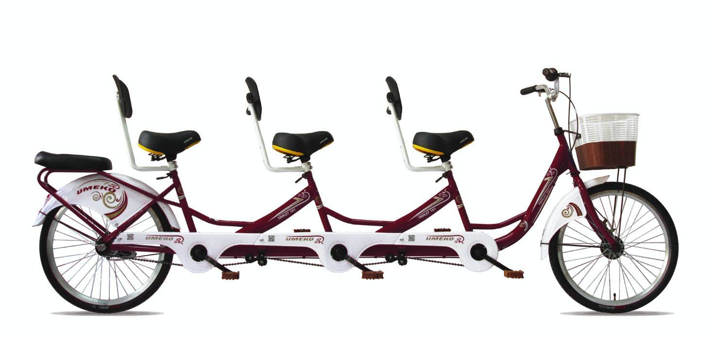 จักรยานสองตอน จักรยานแทนเดม UMEKO TRIPLET 191 3X4 1V 24" Tandem bike ล้อ 24 นิ้ว (3 คนปั่น มีเบาะท้าย)