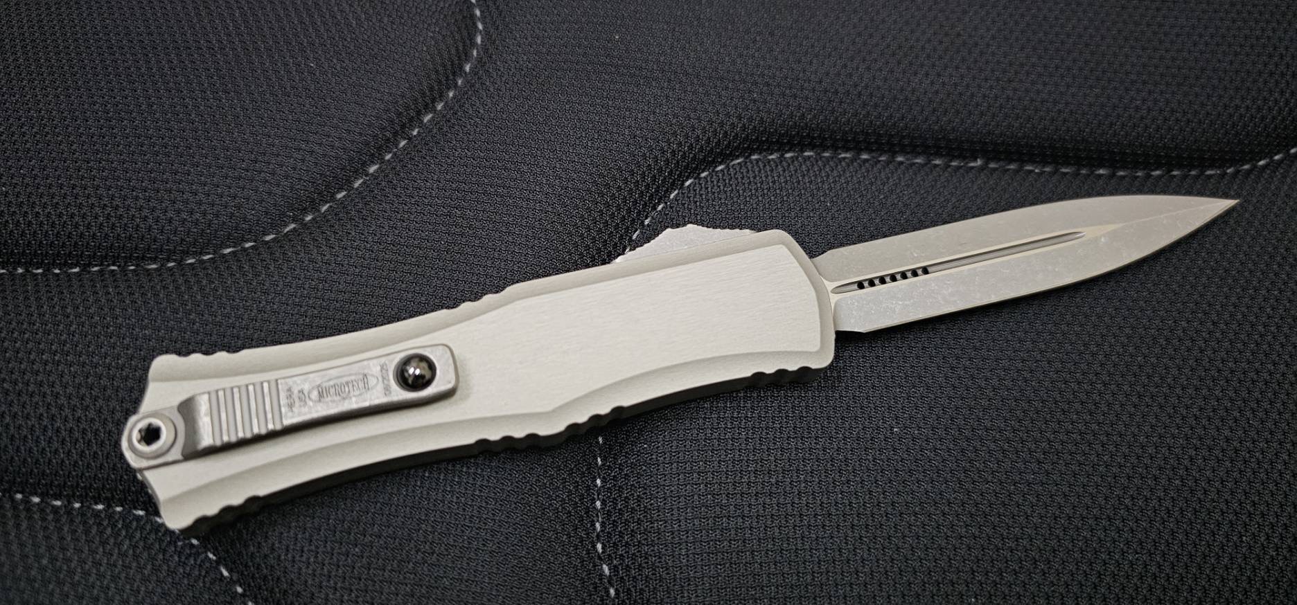 Microtech Hera II Mini D/E OTF Automatic Knife Natural Clear Aluminum (3" Apoc)