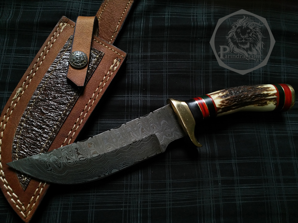 มีดดามัสกัส (Damascus) ด้ามเขากวาง ขนาด 9.4 นิ้ว 512 Layer นำเข้าจาก ปากีสถาน DPK001