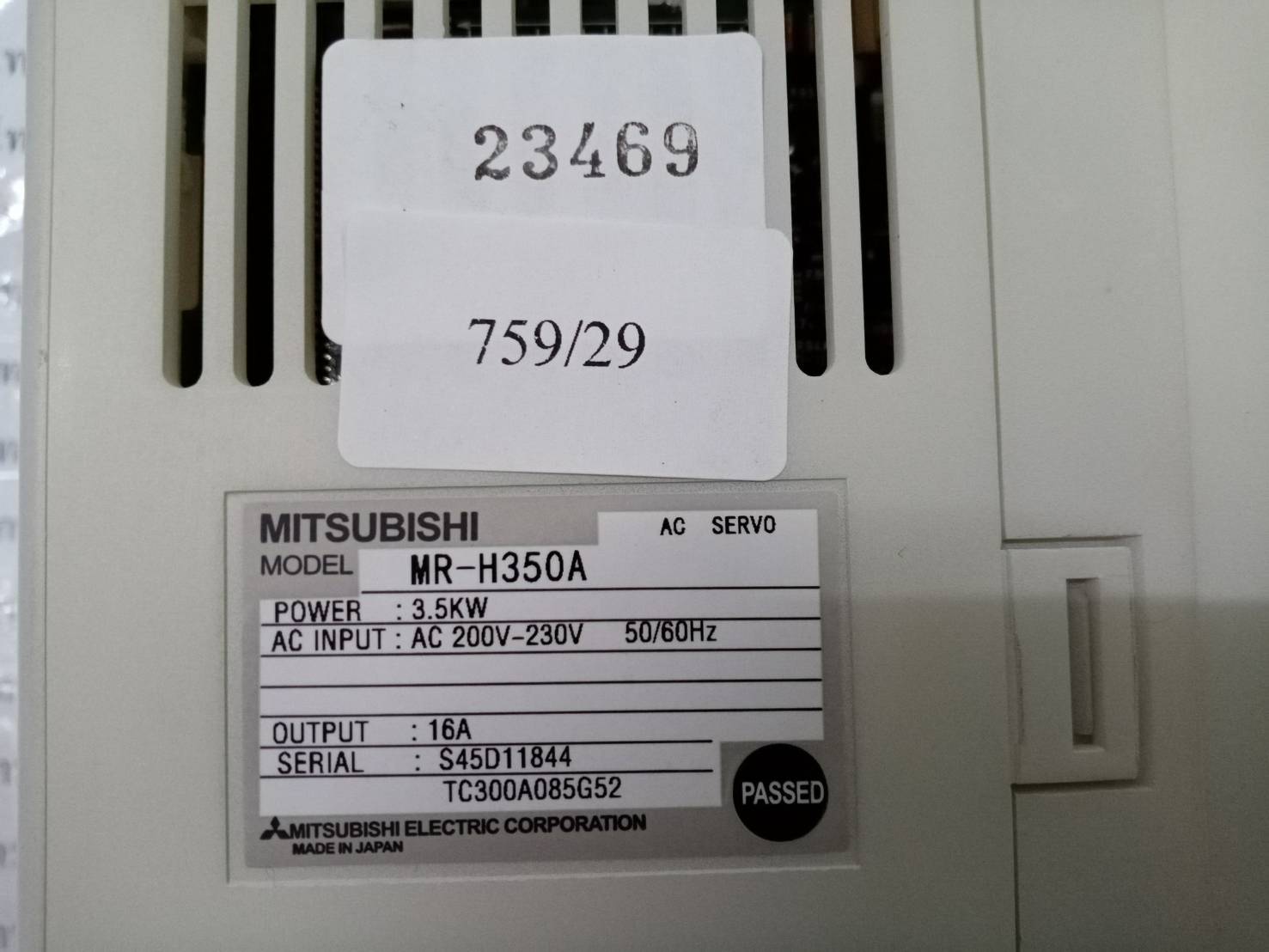 SERVO DRIVE “ MITSUBISHI ” รุ่น MR-H350A
