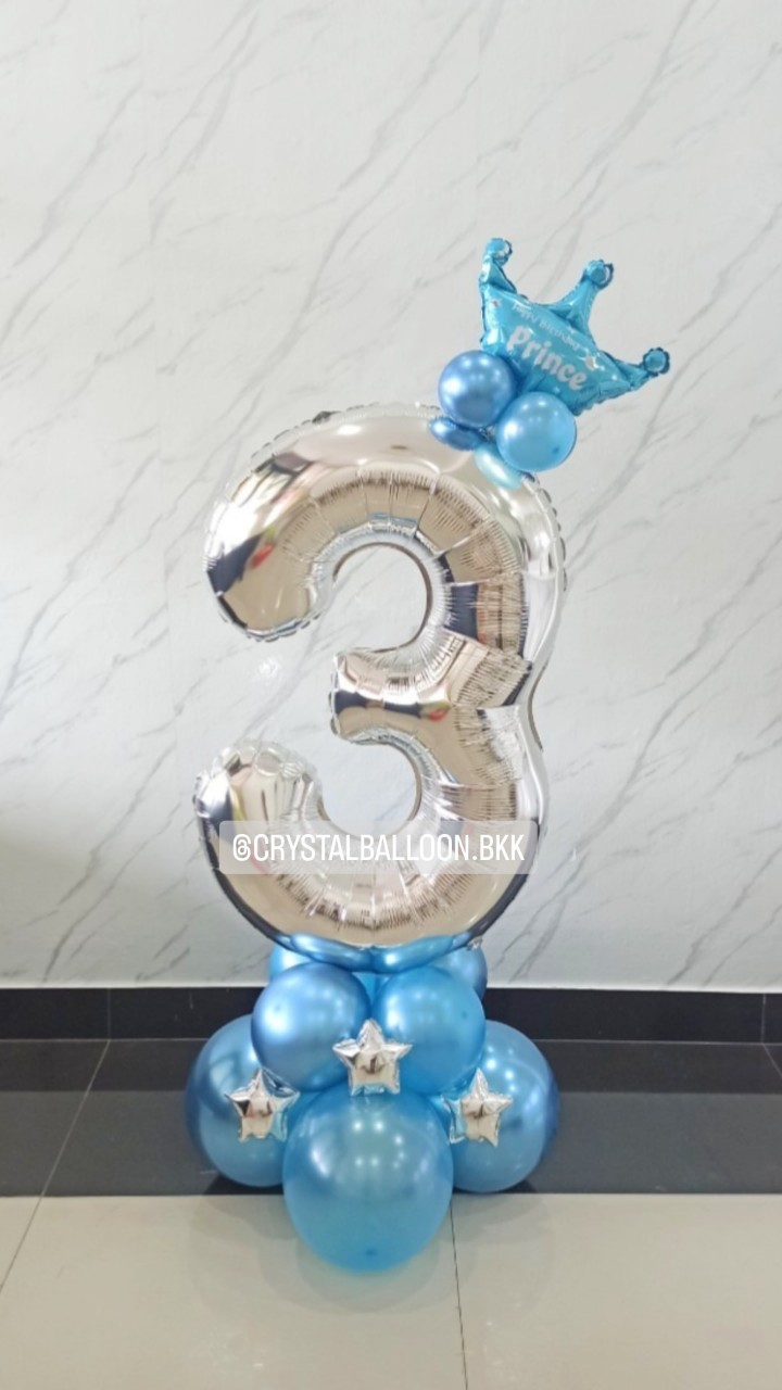 ลูกโป่ง วันเกิดเด็ก ฟอยล์ตัวเลข ขนาด 40" ตั้งฐาน 1 ชิ้น พร้อมตกแต่ง สามารถเปลี่ยนสีลูกโป่ง/เปลี่ยนสี-ฟอยล์ตัวเลข/เปลี่ยนฟอยล์ตกแต่งได้