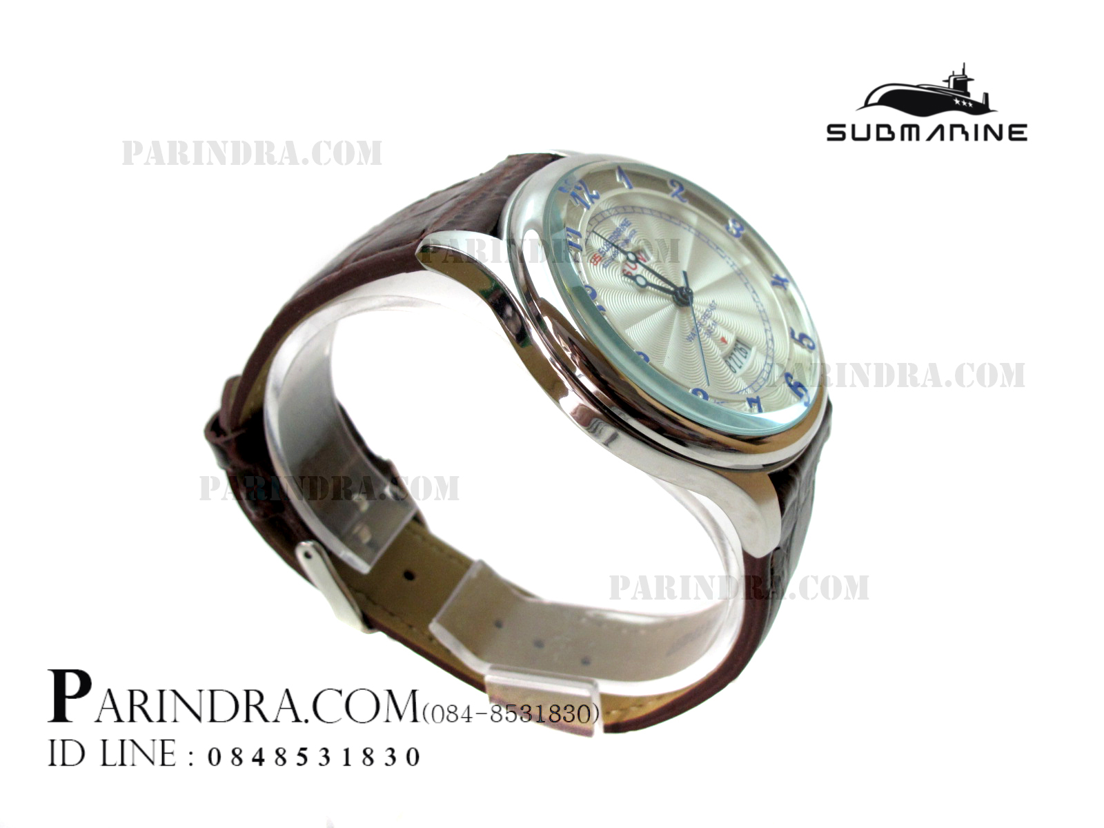 นาฬิกา US Submarine J105MDD หน้าปัดขาวขอบเงิน